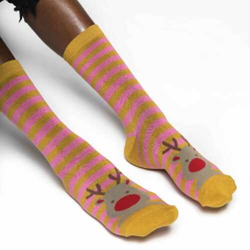 Reindeer Mustard Socks
