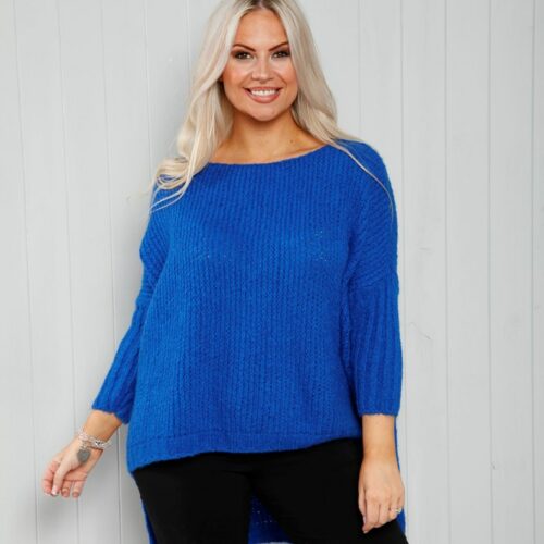 Mohair Mix Chunky Knit Jumper - Royal Blue