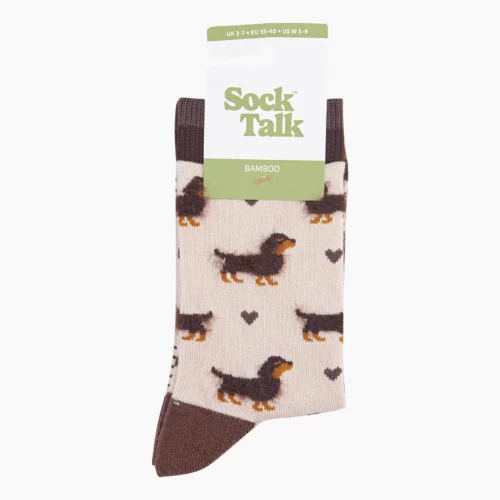 Cream Sausage Dog Women's Fluffy Bamboo Socks