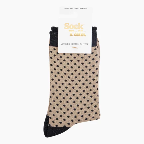 Polka Dots Combed Cotton Glitter Socks in Black/Gold