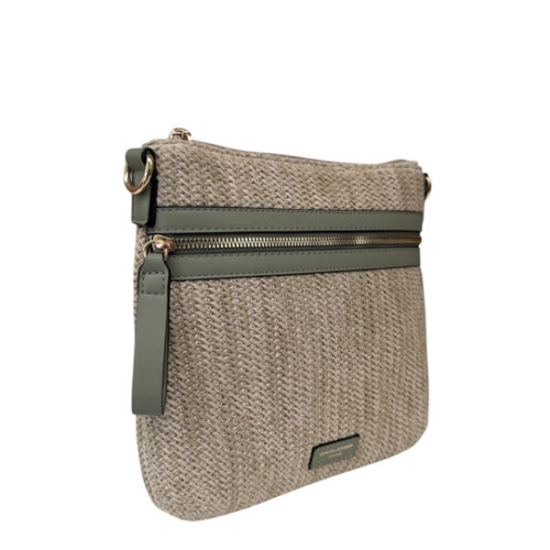 Sage Natural Look Front Zip Cross-body Bag
