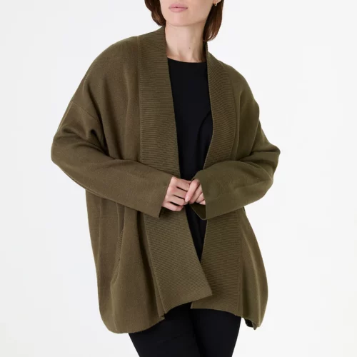 Cashmere Like Kimono Sleeve Cardigan - Green