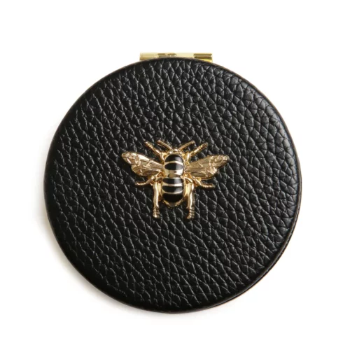 Black Round Bee Compact Mirror