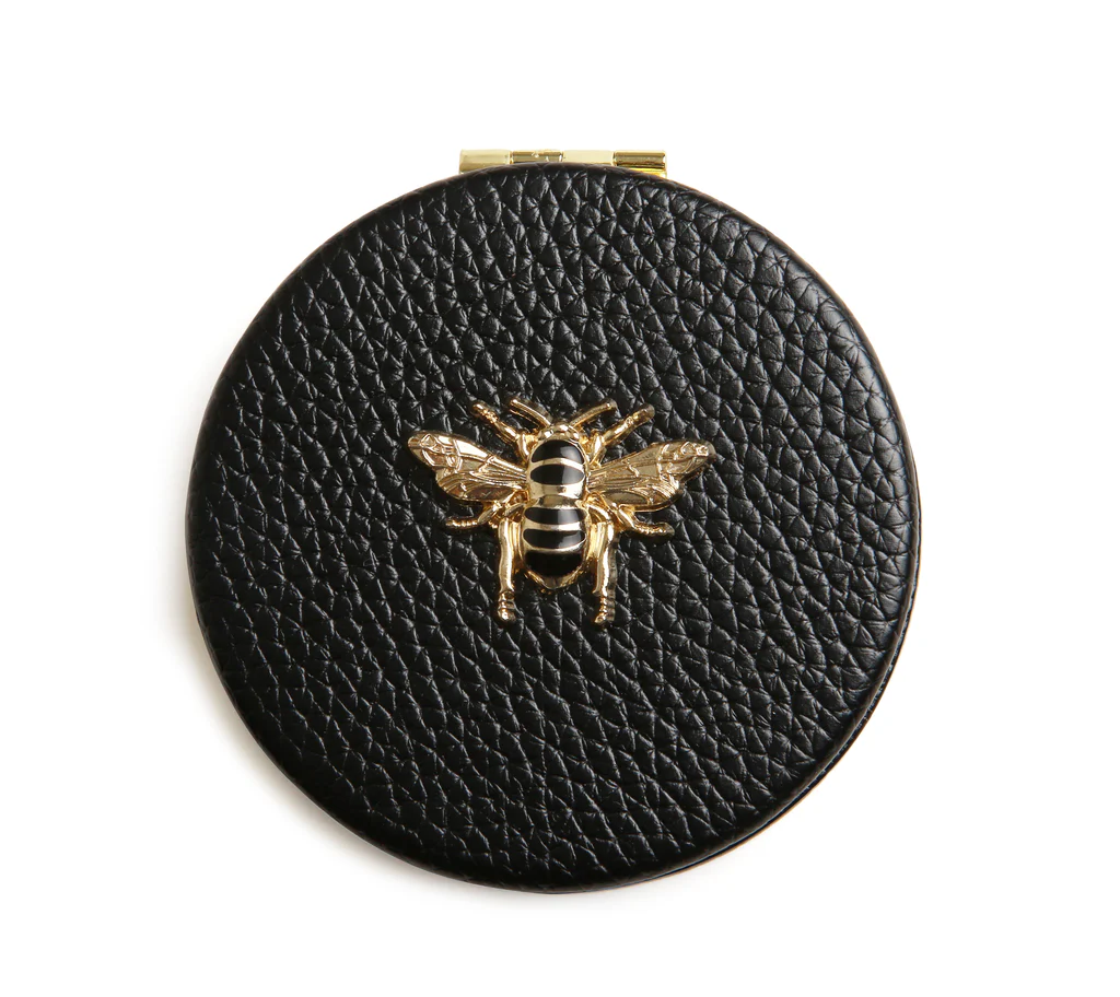 Black Round Bee Compact Mirror