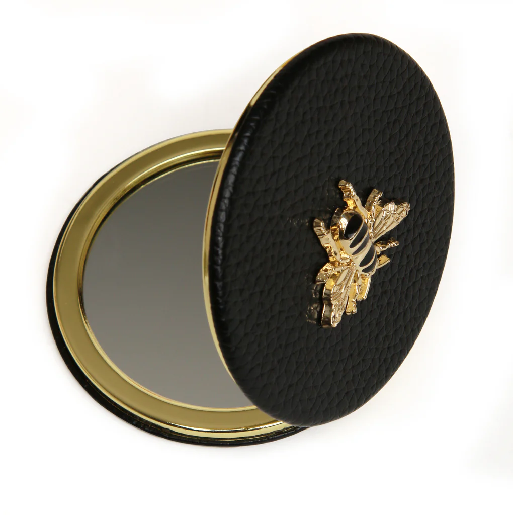 Black Round Bee Compact Mirror - Image 2