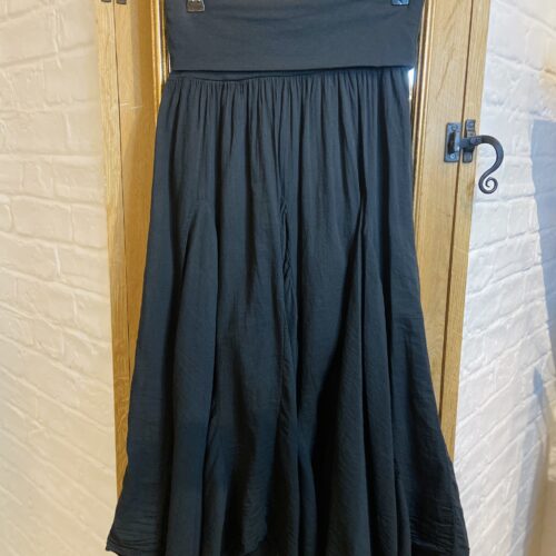 Cotton Midi Skirt - Black