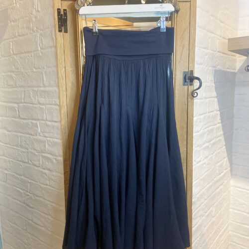 Cotton Midi Skirt - Navy