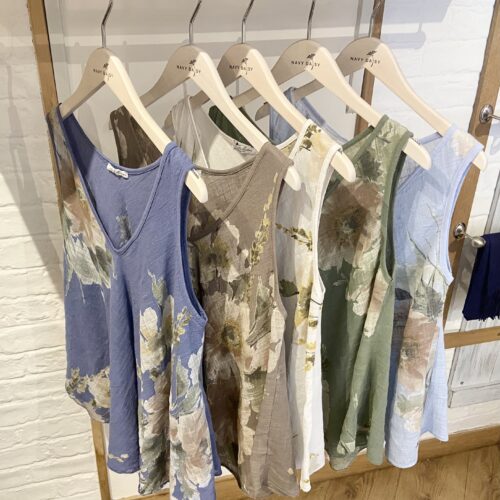 Floral Wide Strap V-Neck Top
