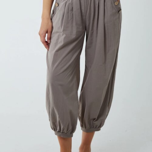 Pocket Button Harem Pants Mocha
