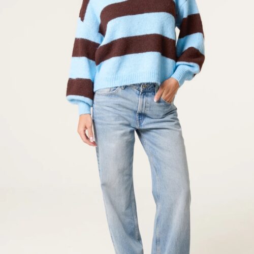 Polo Striped Knit Jumper - Chocolate/Blue
