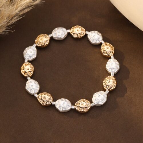 Hammered Nugget Bracelet - Silver/Gold