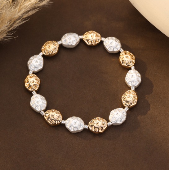Hammered Nugget Bracelet - Silver/Gold