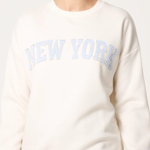 New York Cosy Sweatshirt - Ivory/Blue