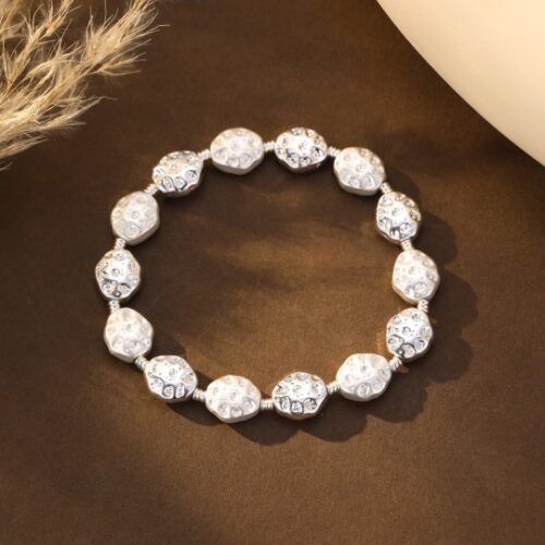 Hammered Nugget Bracelet - Silver
