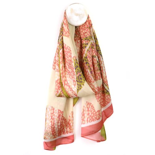 Peach & Lime Silky Mottled Print Scarf
