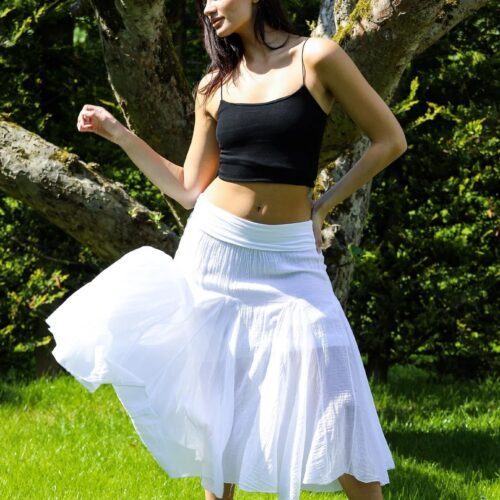Cotton Midi Skirt - White