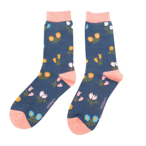 Miss Sparrow - Dainty Floral Socks Navy