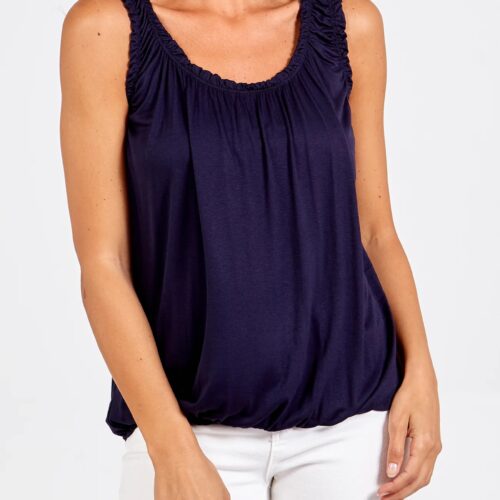 Balloon Ruffle Neck Vest Navy