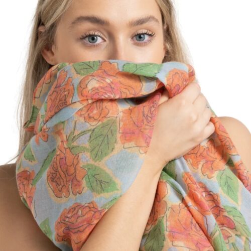 Roses Scarf Powder Blue