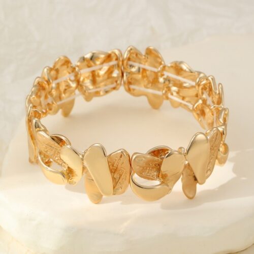 Gracee Elastic Gold Abstract Bangle