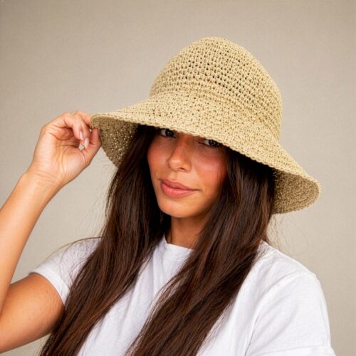 Coloured Floppy Straw Hat - Straw