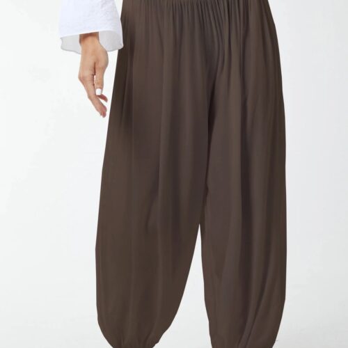 Harem Jersey Waistband Trousers - Chocolate