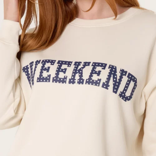 Weekend Denim Polka Dot Sweatshirt - Ivory