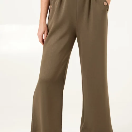 Three Button Pocket Wide Leg Trousers