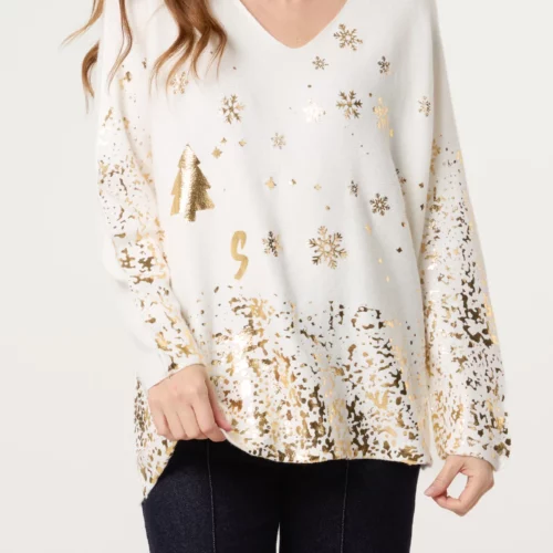 Foil Snowflakes Wool Blend Jumper