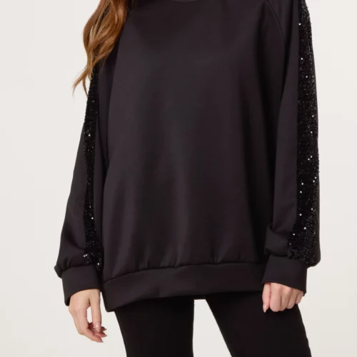 Sequin Trim Sleeve Sweatshirt