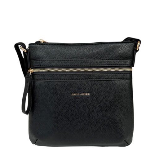 Black Front Zip Cross Body Bag