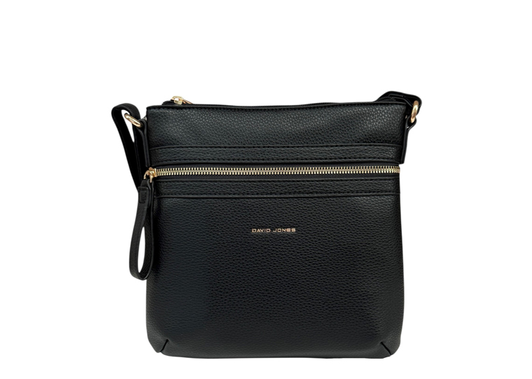 Black Front Zip Cross Body Bag