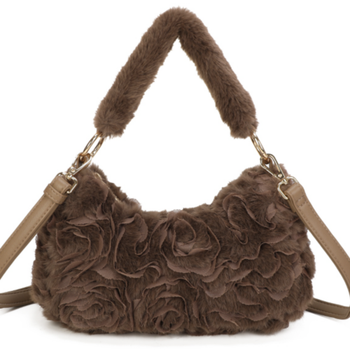 Long & Son Rose Faux Fur Bag - Chocolate