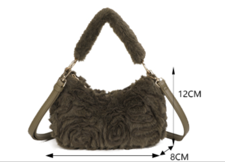 Long & Son Rose Faux Fur Bag - Black - Image 3