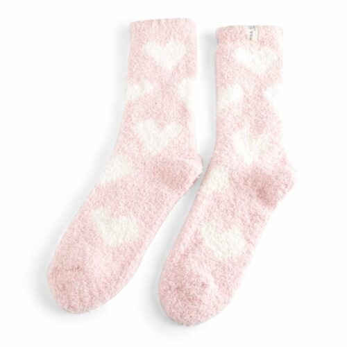 Fluffy Pink Heart Socks