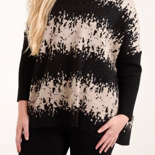 V-Neck Abstract Print Jumper