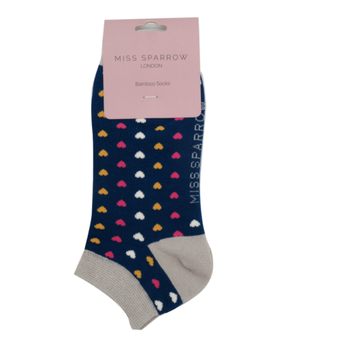 Miss Sparrow - Hearts Trainer Socks Navy