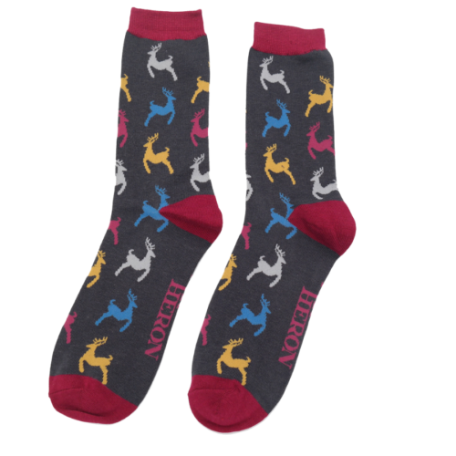 Mr Heron Leaping Deer Socks Charcoal
